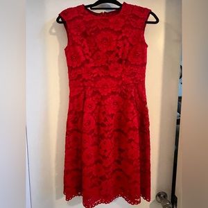 Stunning Carolina Herrera Lace Red Dress